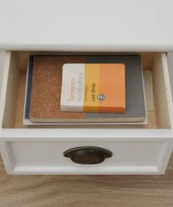 Mobili Rebecca Table De Chevet Rectangulaire Avec 2 Tiroirs En MDF Blanc -Boutique Maisons du Monde table de chevet rectangulaire avec 2 tiroirs en mdf blanc 3