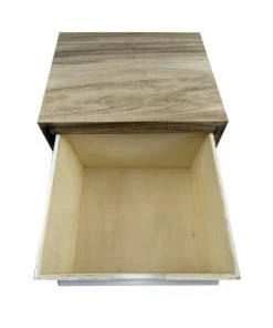 Mobili Rebecca Table De Chevet Relief Avec 3 Tiroirs En Bois Marron Et Blanc -Boutique Maisons du Monde table de chevet relief avec 3 tiroirs en bois marron et blanc 4