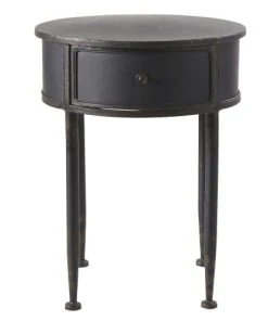 Maisons Du Monde Table De Chevet Ronde 1 Tiroir En Métal Noir