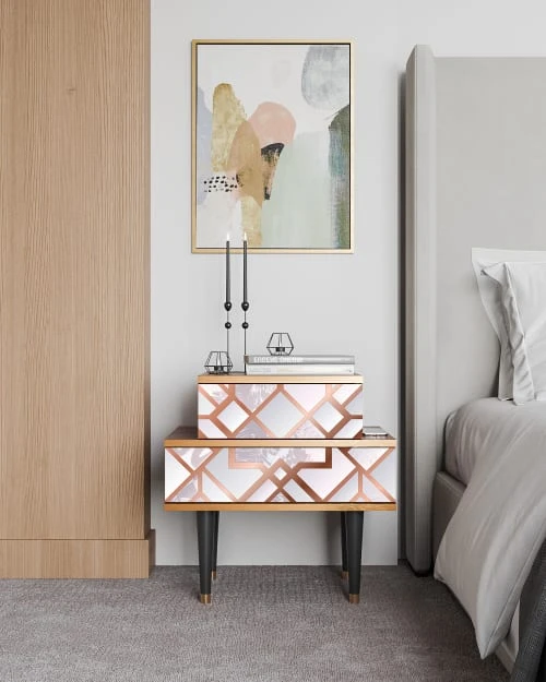 Storyz Table De Chevet Rose Clair 2 Tiroirs L 58 Cm 4 Storyz Table De Chevet Rose Clair 2 Tiroirs L 58 Cm â Image 2