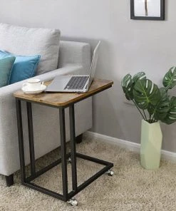 RED DECO Table De Chevet Roulante Médium MDF Marron H60CM -Boutique Maisons du Monde table de chevet roulante medium mdf marron h60cm 1