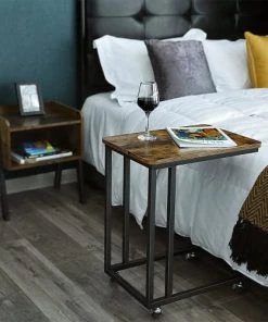 RED DECO Table De Chevet Roulante Médium MDF Marron H60CM -Boutique Maisons du Monde table de chevet roulante medium mdf marron h60cm 2