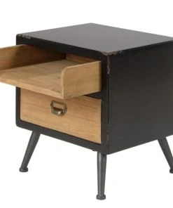 Zago Table De Chevet Sapin Massif Et Métal -Boutique Maisons du Monde table de chevet sapin massif et metal 2