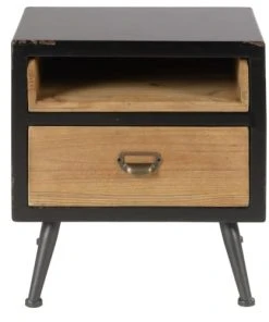 Zago Table De Chevet Sapin Massif Et Métal