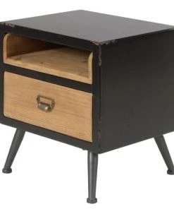 Zago Table De Chevet Sapin Massif Et Métal -Boutique Maisons du Monde table de chevet sapin massif et metal 3