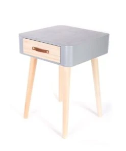 The Home Deco Factory Table De Chevet Scandinave 1 Tiroir Gris