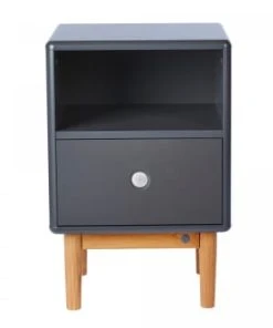 Meubles & Design Table De Chevet Scandinave Avec Tiroir Et Niche Gris Foncé -Boutique Maisons du Monde table de chevet scandinave avec tiroir et niche gris fonce loma