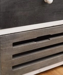 Mobili Rebecca Table De Chevet Sculpté Avec 2 Tiroirs En Bois Blanc Et Gris -Boutique Maisons du Monde table de chevet sculpte avec 2 tiroirs en bois blanc et gris 3