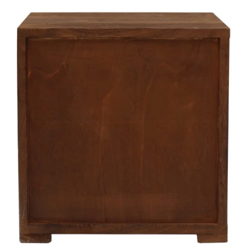 Mobili Rebecca Table De Chevet Sculpté Avec 2 Tiroirs En Bois Marron 8 Mobili Rebecca Table De Chevet Sculpté Avec 2 Tiroirs En Bois Marron – Image 6