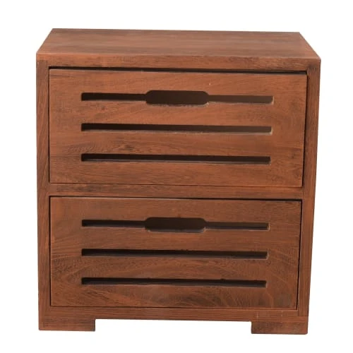 Mobili Rebecca Table De Chevet Sculpté Avec 2 Tiroirs En Bois Marron 3 Mobili Rebecca Table De Chevet Sculpté Avec 2 Tiroirs En Bois Marron