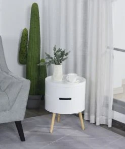 HOMCOM Table De Chevet - Table Basse Avec 2 Compartiments De Rangement Blanc 9 HOMCOM Table De Chevet - Table Basse Avec 2 Compartiments De Rangement Blanc -Boutique Maisons du Monde table de chevet table basse avec 2 compartiments de rangement blanc 1