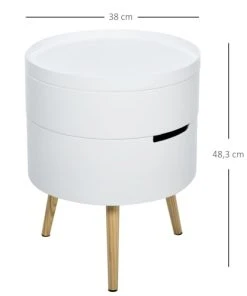 HOMCOM Table De Chevet - Table Basse Avec 2 Compartiments De Rangement Blanc 10 HOMCOM Table De Chevet - Table Basse Avec 2 Compartiments De Rangement Blanc -Boutique Maisons du Monde table de chevet table basse avec 2 compartiments de rangement blanc 2