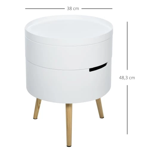 HOMCOM Table De Chevet - Table Basse Avec 2 Compartiments De Rangement Blanc 5 HOMCOM Table De Chevet - Table Basse Avec 2 Compartiments De Rangement Blanc – Image 3