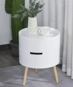 HOMCOM Table De Chevet - Table Basse Avec 2 Compartiments De Rangement Blanc 11 HOMCOM Table De Chevet - Table Basse Avec 2 Compartiments De Rangement Blanc -Boutique Maisons du Monde table de chevet table basse avec 2 compartiments de rangement blanc 3