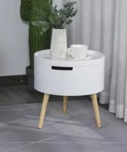 HOMCOM Table De Chevet - Table Basse Avec 2 Compartiments De Rangement Blanc 12 HOMCOM Table De Chevet - Table Basse Avec 2 Compartiments De Rangement Blanc -Boutique Maisons du Monde table de chevet table basse avec 2 compartiments de rangement blanc 4