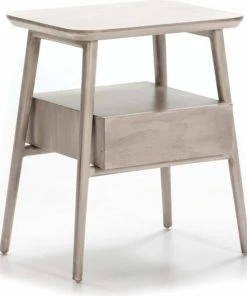 Thai Natura Table De Chevet Tradition 1 Tiroir En Bois Gris Clair