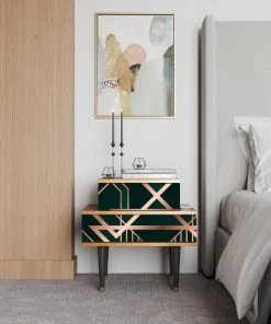 Storyz Table De Chevet Vert 2 Tiroirs L 58 Cm -Boutique Maisons du Monde table de chevet vert 2 tiroirs l 58 cm 1