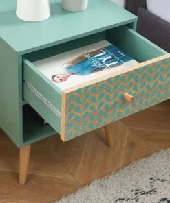 Baita Table De Chevet Vert De Gris Et Effet Bois 1 Tiroir -Boutique Maisons du Monde table de chevet vert de gris et effet bois 1 tiroir 4