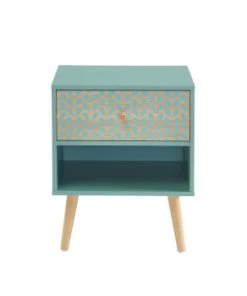 Baita Table De Chevet Blanc Et Effet Chêne 1 Tiroir 40cm -Boutique Maisons du Monde table de chevet vert de gris et effet bois 1 tiroir capucine