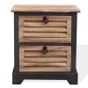Mobili Rebecca Table De Chevet Vintage 2 Tiroirs En Bois Naturel Et Noir -Boutique Maisons du Monde table de chevet vintage 2 tiroirs en bois naturel et noir