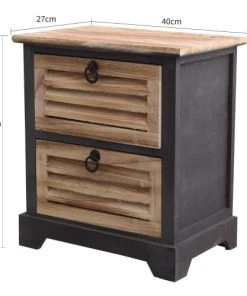Mobili Rebecca Table De Chevet Vintage 2 Tiroirs En Bois Naturel Et Noir -Boutique Maisons du Monde table de chevet vintage 2 tiroirs en bois naturel et noir 4