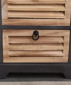 Mobili Rebecca Table De Chevet Vintage 2 Tiroirs En Bois Naturel Et Noir -Boutique Maisons du Monde table de chevet vintage 2 tiroirs en bois naturel et noir 5