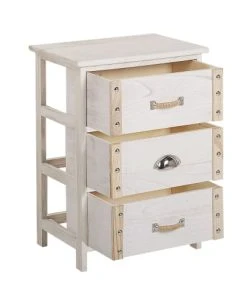 Beliani Table De Nuit à 3 Tiroirs En Bois Crème -Boutique Maisons du Monde table de nuit a 3 tiroirs en bois creme 2