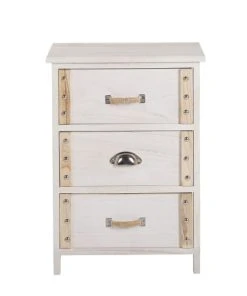 Beliani Table De Nuit à 3 Tiroirs En Bois Crème -Boutique Maisons du Monde table de nuit a 3 tiroirs en bois creme 4