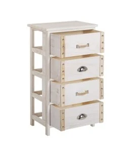 Beliani Table De Nuit à 4 Tiroirs En Bois Crème 10 Beliani Table De Nuit à 4 Tiroirs En Bois Crème -Boutique Maisons du Monde table de nuit a 4 tiroirs en bois creme 2