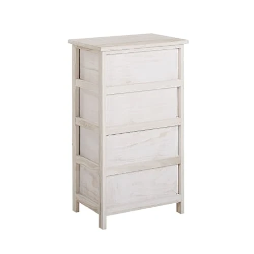 Beliani Table De Nuit à 4 Tiroirs En Bois Crème 6 Beliani Table De Nuit à 4 Tiroirs En Bois Crème – Image 4