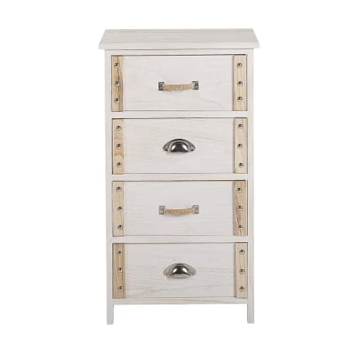 Beliani Table De Nuit à 4 Tiroirs En Bois Crème 7 Beliani Table De Nuit à 4 Tiroirs En Bois Crème – Image 5