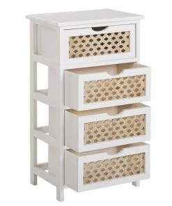 Beliani Table De Nuit à 4 Tiroirs En Bois Et Blanc -Boutique Maisons du Monde table de nuit a 4 tiroirs en bois et blanc 2