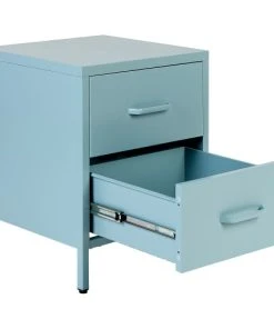 Beliani Table De Nuit En Acier Bleu Clair à 2 Tiroirs -Boutique Maisons du Monde table de nuit en acier bleu clair a 2 tiroirs 2