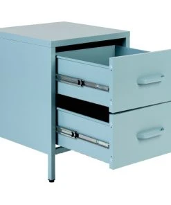 Beliani Table De Nuit En Acier Bleu Clair à 2 Tiroirs -Boutique Maisons du Monde table de nuit en acier bleu clair a 2 tiroirs 3
