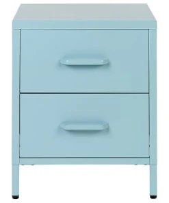 Beliani Table De Nuit En Acier Bleu Clair à 2 Tiroirs -Boutique Maisons du Monde table de nuit en acier bleu clair a 2 tiroirs 4
