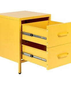 Beliani Table De Nuit En Acier Jaune à 2 Tiroirs 11 Beliani Table De Nuit En Acier Jaune à 2 Tiroirs -Boutique Maisons du Monde table de nuit en acier jaune a 2 tiroirs 3
