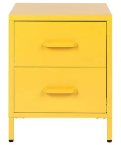 Beliani Table De Nuit En Acier Jaune à 2 Tiroirs 12 Beliani Table De Nuit En Acier Jaune à 2 Tiroirs -Boutique Maisons du Monde table de nuit en acier jaune a 2 tiroirs 4