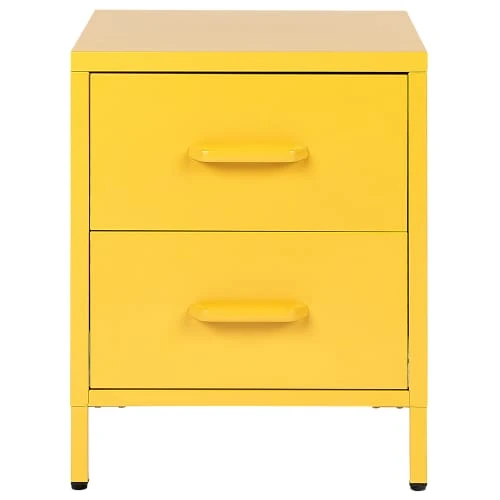 Beliani Table De Nuit En Acier Jaune à 2 Tiroirs 7 Beliani Table De Nuit En Acier Jaune à 2 Tiroirs – Image 5