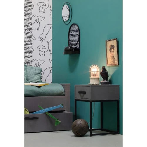 WOOOD Table De Nuit En Pin Massif Gris 4 WOOOD Table De Nuit En Pin Massif Gris – Image 2