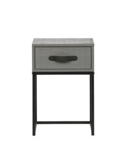 WOOOD Table De Nuit En Pin Massif Gris