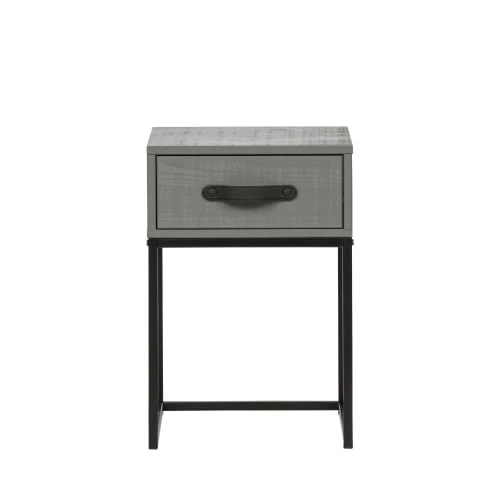WOOOD Table De Nuit En Pin Massif Gris 3 WOOOD Table De Nuit En Pin Massif Gris