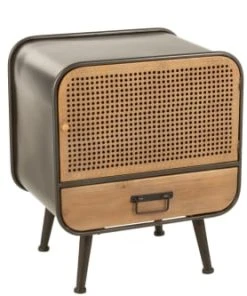 HELLIN Table De Nuit Industriel En Métal 1 Porte Et 1 Tiroir -Boutique Maisons du Monde table de nuit industriel en metal 1 porte et 1 tiroir 2