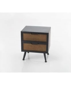 HELLIN Table De Nuit Industrielle En Métal 2 Tiroirs -Boutique Maisons du Monde table de nuit industrielle en metal 2 tiroirs 2