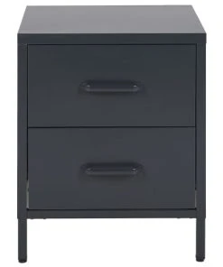 Beliani Table De Nuit Noire En Acier à 2 Tiroirs -Boutique Maisons du Monde table de nuit noire en acier a 2 tiroirs 2