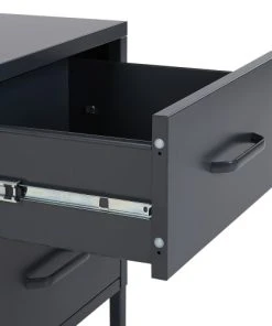Beliani Table De Nuit Noire En Acier à 2 Tiroirs -Boutique Maisons du Monde table de nuit noire en acier a 2 tiroirs 4