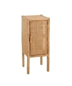 CALICOSY Table De Nuit Rotin Naturel
