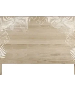 Maisons Du Monde Tête De Lit 160 En Pin Massif Imprimé Feuillage Blanc