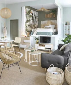 Maisons Du Monde Tête De Lit 160 En Pin Massif Imprimé Feuillage Blanc -Boutique Maisons du Monde tete de lit 160 en pin massif imprime feuillage blanc 1000 13 2 198811 3