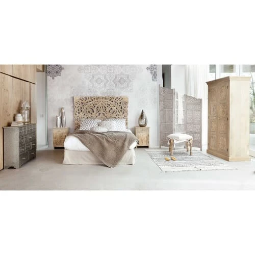 Maisons Du Monde Tête De Lit 160 Sculptée En Manguier Massif 6 Maisons Du Monde Tête De Lit 160 Sculptée En Manguier Massif – Image 4