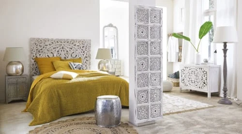 Maisons Du Monde Tête De Lit 160 Sculptée En Manguier Massif Blanc 7 Maisons Du Monde Tête De Lit 160 Sculptée En Manguier Massif Blanc – Image 5